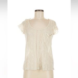 Urban Outfitters Kimchi BlueBoho Sheer Floral Lace Short Sleeve Blouse• Medium